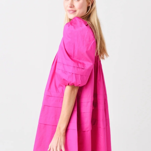 HUNTER BELL Hot Pink Puff-Sleeve Mini Dress - Picture 3 of 5